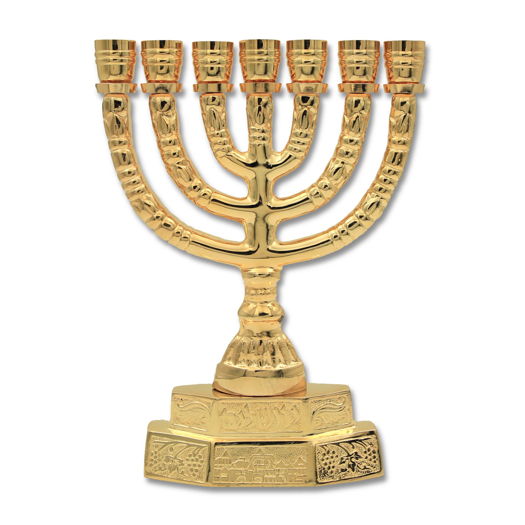 Menorah - Israel State Seal, gold plated - Galilee Calendars