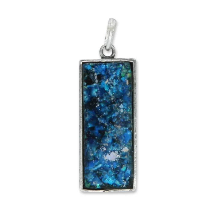 Pendant - Grafted in, Rectangular Roman Glass, 925 Sterling Silver, with chain - Image 2