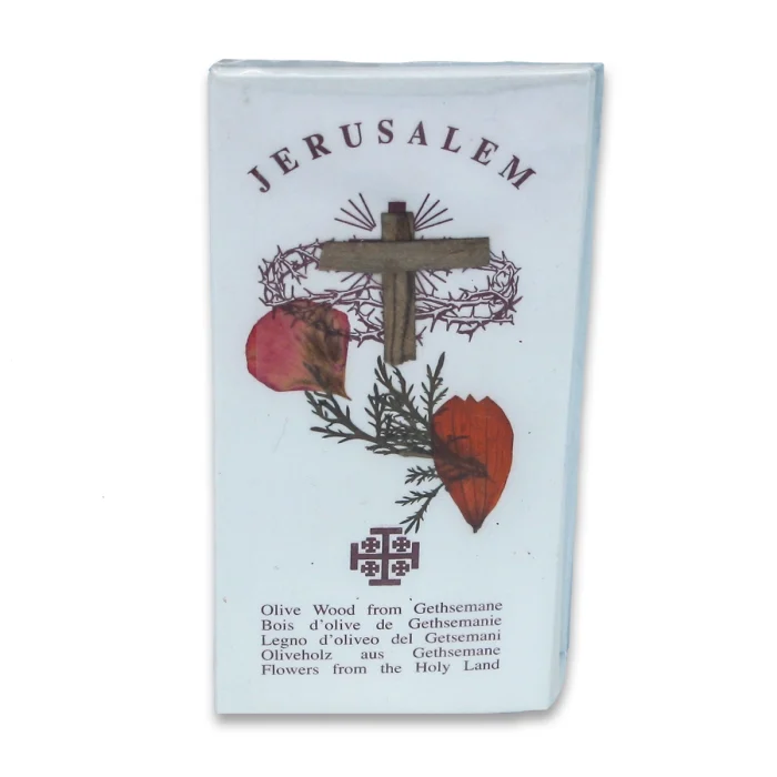 Pack of 12 Cards - Olive Wood from Gethsemane and Dried Flowers from The Holy Land - Image 3