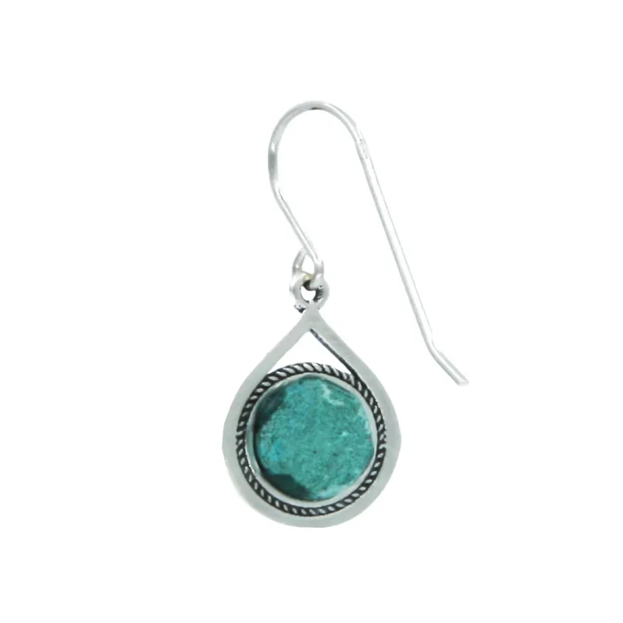 Earrings - Elegant Teardrop 925 Sterling Silver and Eilat Stone - Image 2