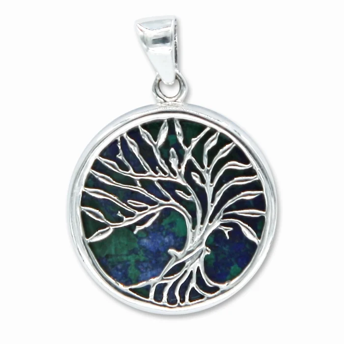 Pendant - Tree of Life Set in Eilat Stone, 925 Sterling Silver, with chain