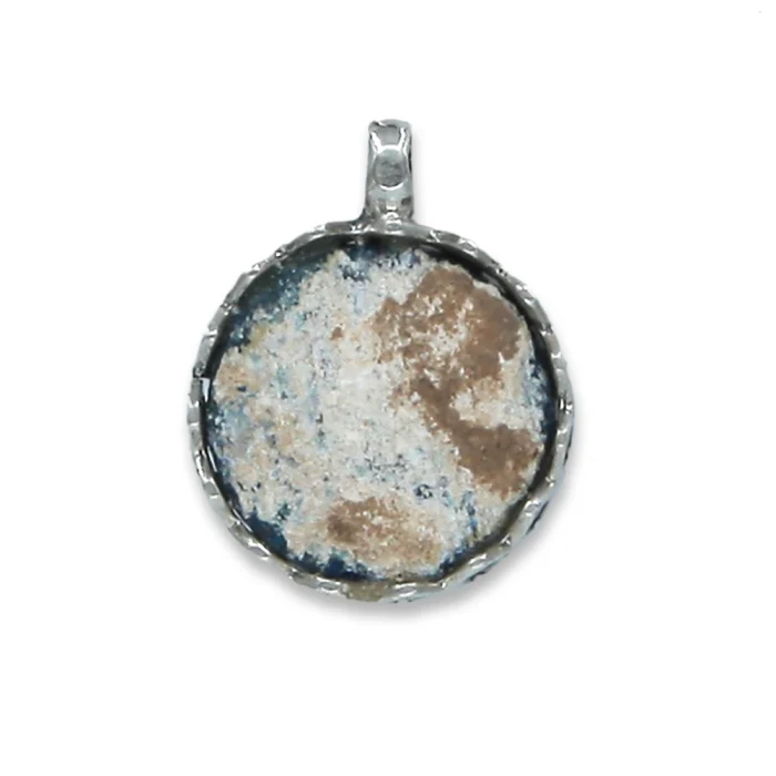 Pendant - Roman Glass Set in Round 925 Sterling Silver with Star of David, with chain - Image 3