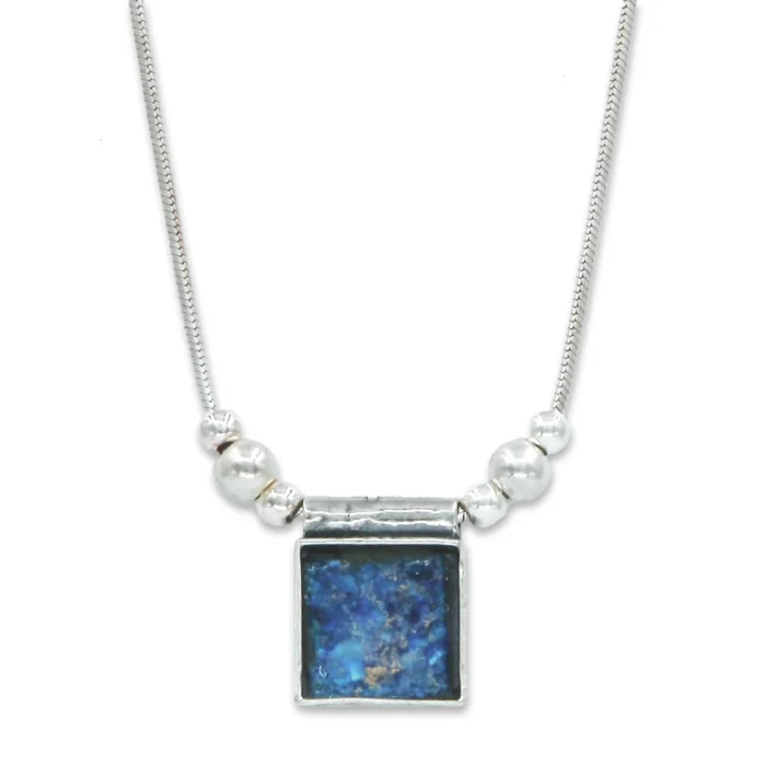 Necklace - Delicate Roman Glass and 925 Sterling Silver - Image 2