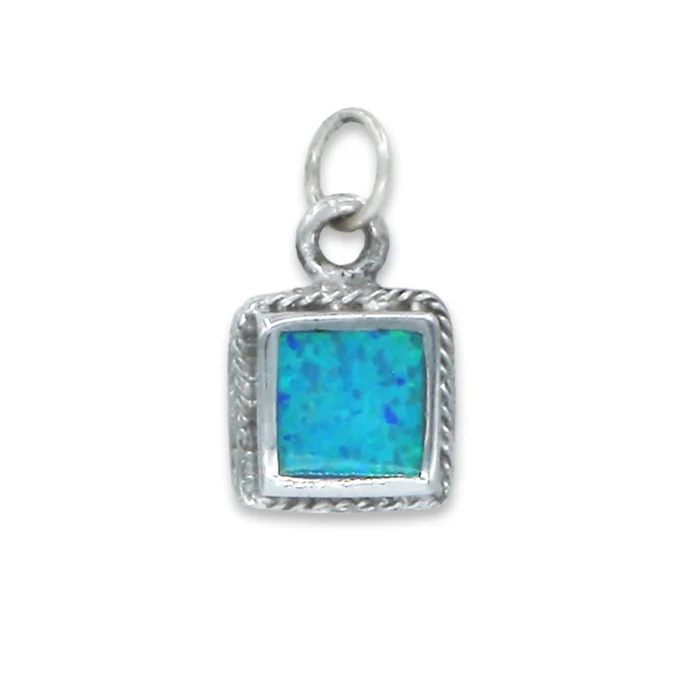 Pendant - Dainty Opal Set in Square Frame of 925 Sterling Silver - Image 2