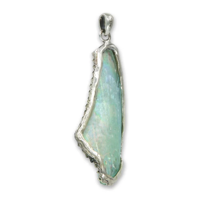 Pendant - One of a Kind, Roman Glass Fragment in 925 Sterling Silver Lining, with chain - Image 4