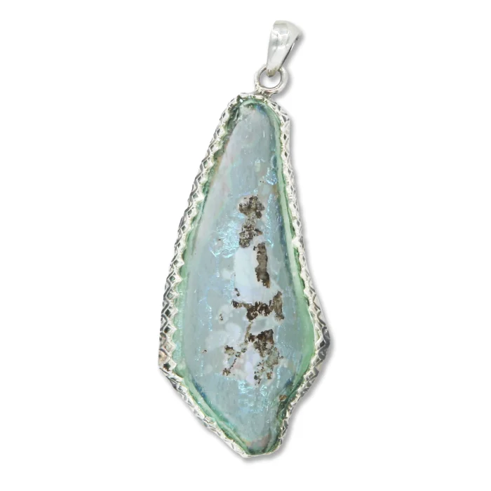 Pendant - One of a Kind, Roman Glass Fragment in 925 Sterling Silver Lining, with chain - Image 6