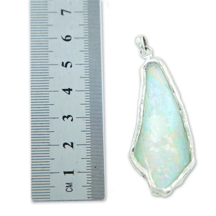 Pendant - One of a Kind, Roman Glass Fragment in 925 Sterling Silver Lining, with chain - Image 2