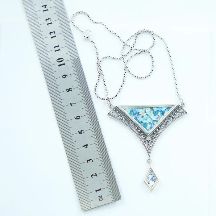 Pendant - Unique Roman Glass Fragments set in 925 Sterling Silver with Intricate Sephardic Filigree Design - Image 2