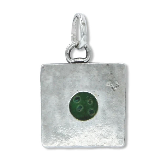 Pendant - Artistic Hammered 925 Sterling Silver Square with Eilat Stone - Image 2