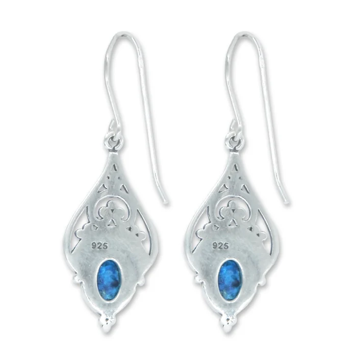 Earrings - Roman Glass and 925 Sterling Silver Teardrop - Image 2