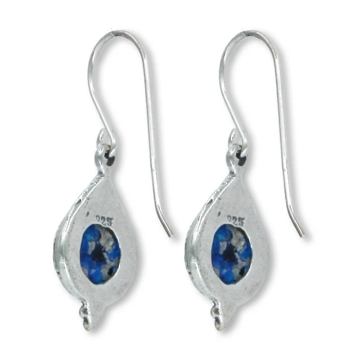 Earrings - Roman Glass and 925 Sterling Silver Teardrop Earrings - Image 2