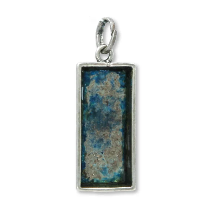 Pendant - Mezuza, Roman Glass Set in 925 Sterling Silver, with chain - Image 3