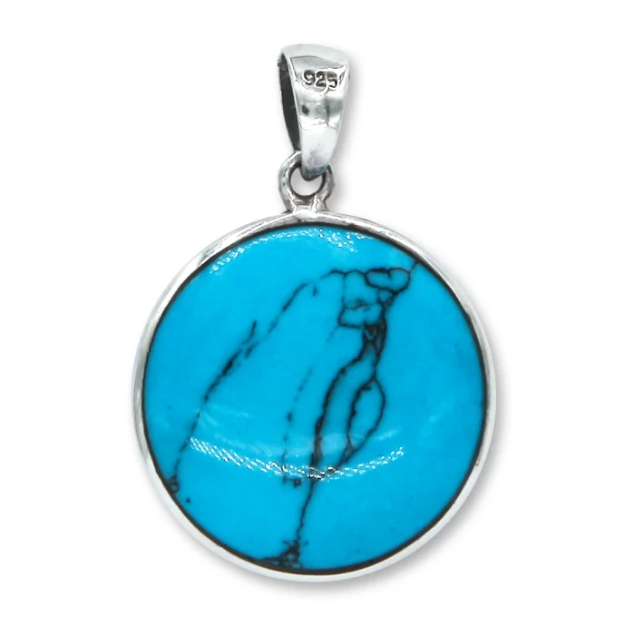 Pendant - Tree of Life, 925 Sterling Silver Set in Beautiful Turquoise, Reversable, with chain - Image 3